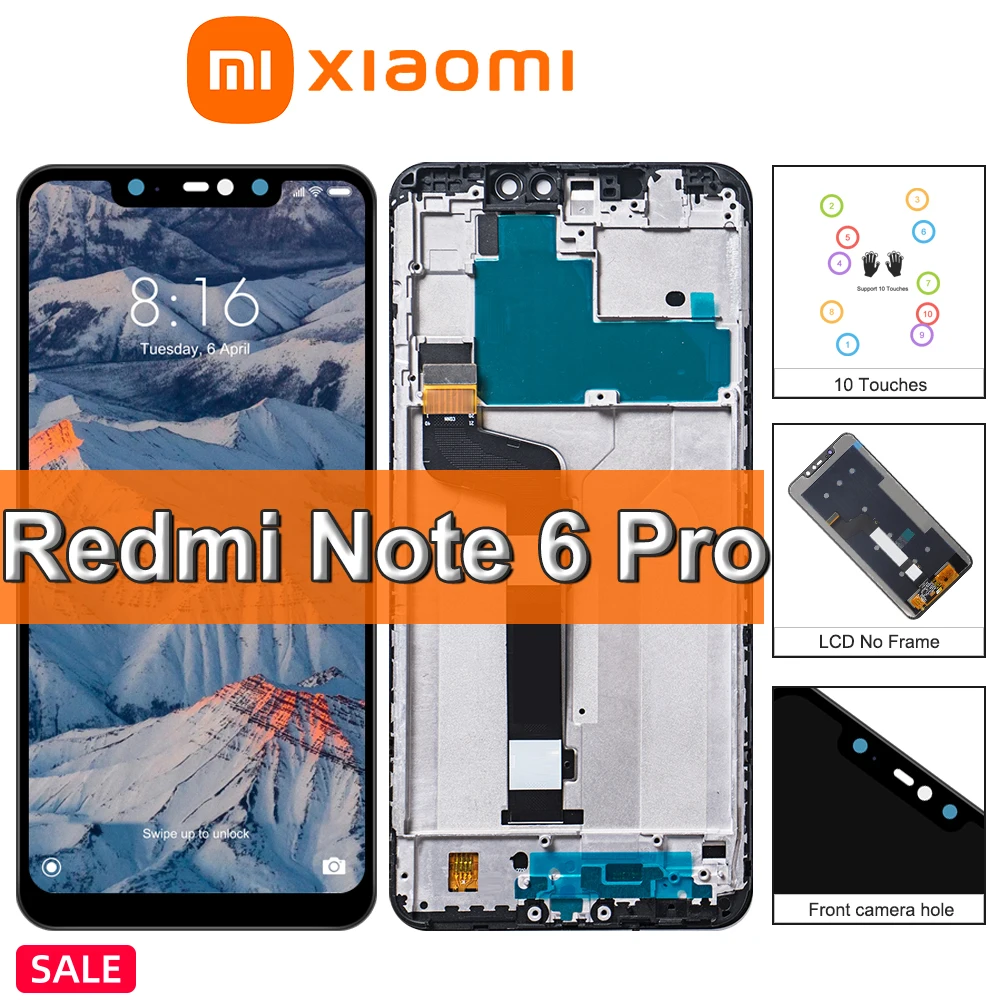 

Amoled For Redmi Note 6 Pro LCD Screen Replacement For Xiaomi Redmi Note 6 Pro Display Screen Touch Assembly Digitizer Frame