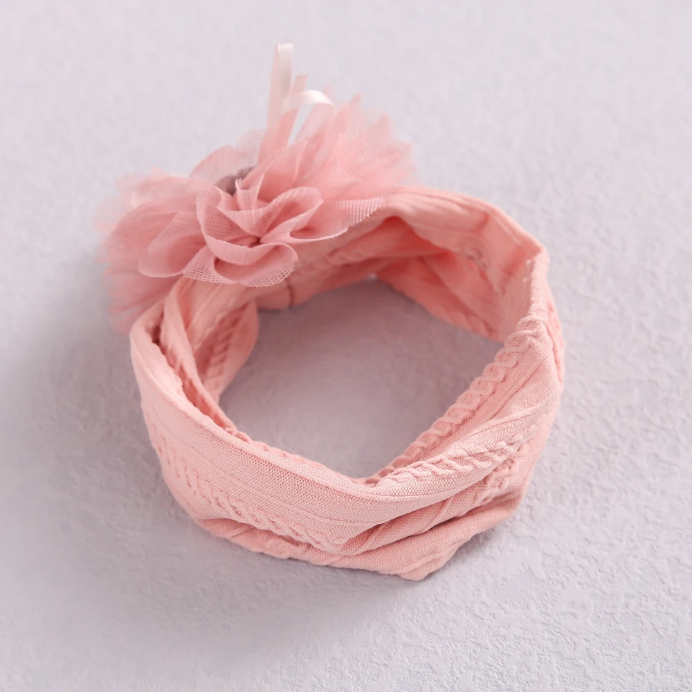 

Chiffon Flower Baby Headband Fashion Cable Design Elastic Hair Bands For Children Soft Nylon Headbands For Kids Hair Accessories