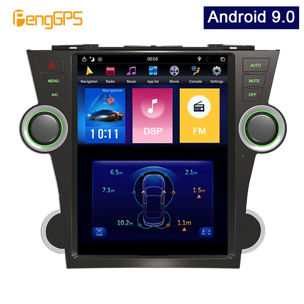 

Автомобильное радио в стиле Tesla, для Toyota Highlander 2009-2013, Android 9.0, gps-навигация, dvd-плеер, сенсорный экран, монитор, встроенный DSP FM