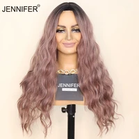synthetic wigs for women pink brownblack wig long wavy cosplay smooth wavy wig hair full mechanism heat resistant