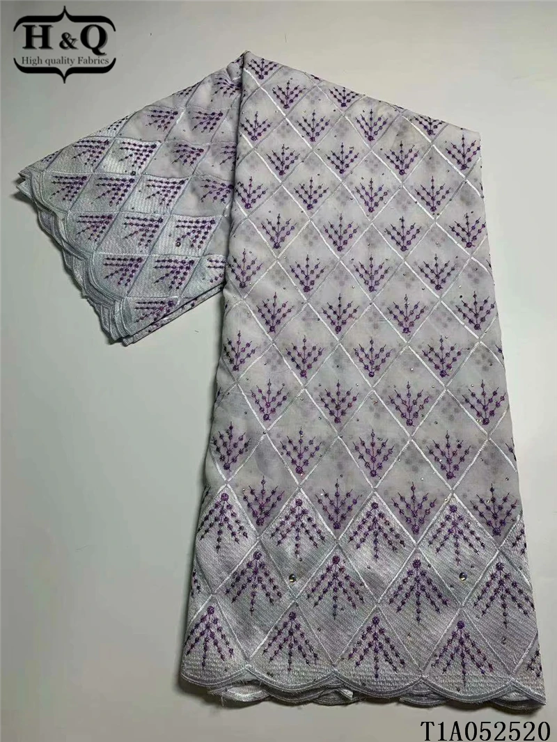 

H&Q swiss lace fabric 5 yards voile lace 100% cotton fabric with rhinestones and stone african mesh tulle for sewing party dress