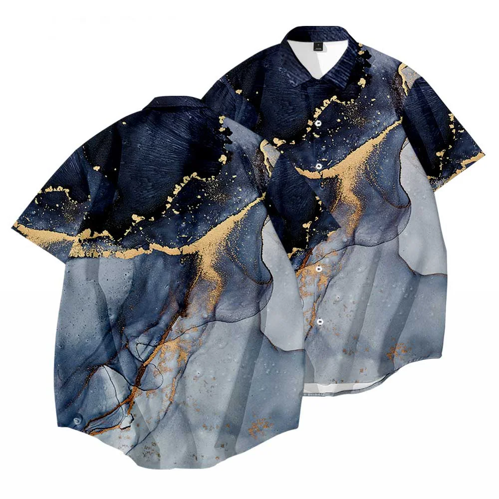 2021 Mens Summer Short Sleeve Shirt Abstract Tie-dye Cloud Element Printed Button Up 6XL Loose Plus Size Casual Hawaiian Shirts