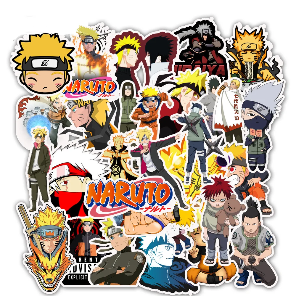 50 шт./упак. мультфильм аниме стикеры Naruto ПВХ водонепроницаемый портфель для ноутбука мотоцикл Сделай Сам автостайлинг украшения забавные наклейки игрушка