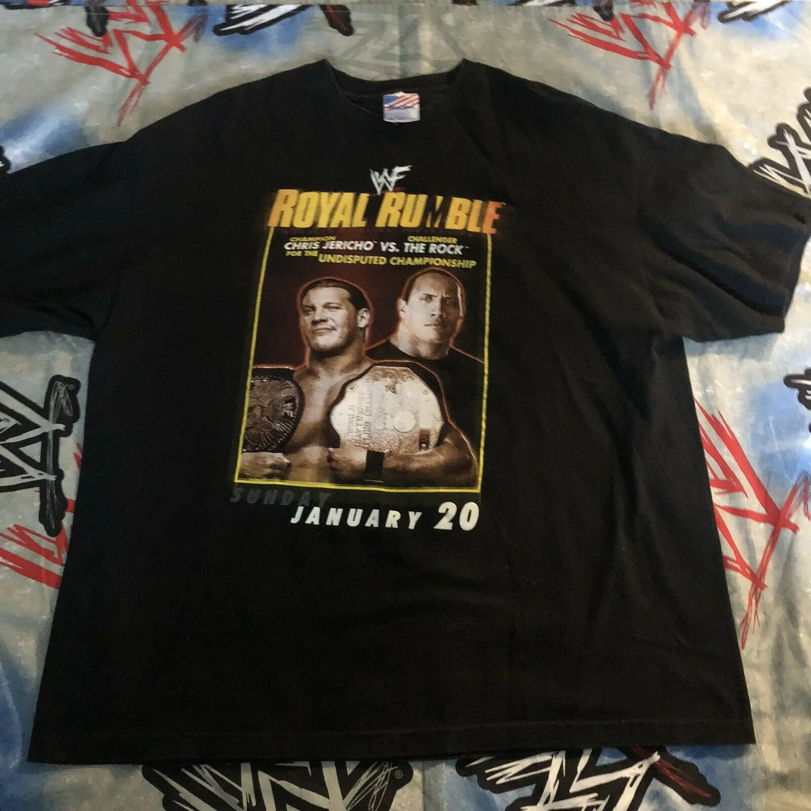 Футболка Royal Rumble 2002 фпв для мероприятий мужчин Xxl Jericho Rock|Мужские футболки| |