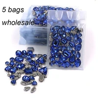 clothing accessories wholesale 5 bags mixed shape glass crystal sliver base light blue sew on rhinestones diy wedding dress