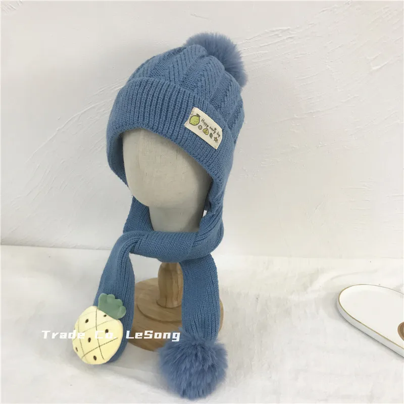 Модная хлопковая детская вязаная шапка шарф осень-зима Детский шарф-воротник