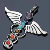 chakras natural stone pendant angel wings health amulet fashion 7 reiki yoga jewelry necklace pendants gift