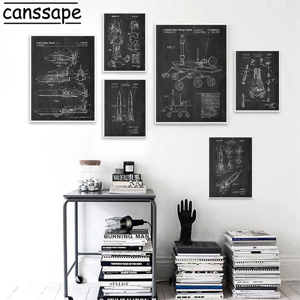 Механические произведения искусства печать на холсте плакаты с роботами ракета