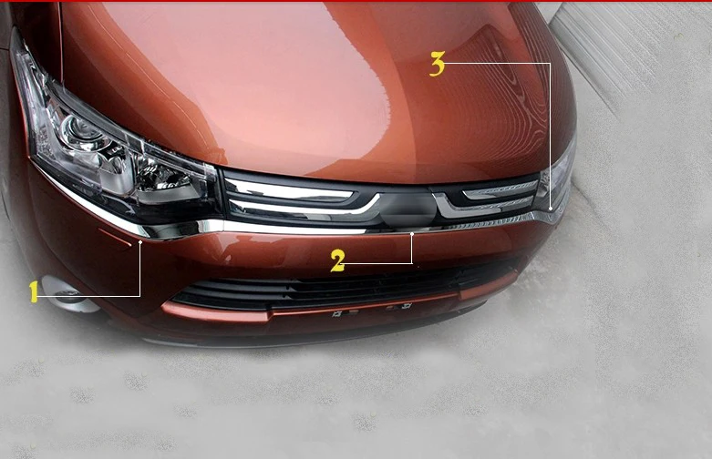 Накладка на решетку переднего бампера хромированная для Mitsubishi Outlander 2013 2014 -
