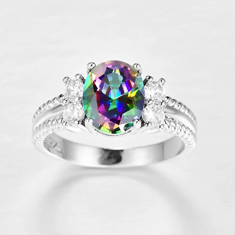 Женское свадебное кольцо lingmei серебряное с кубическим цирконием размер 6-9 Прямая