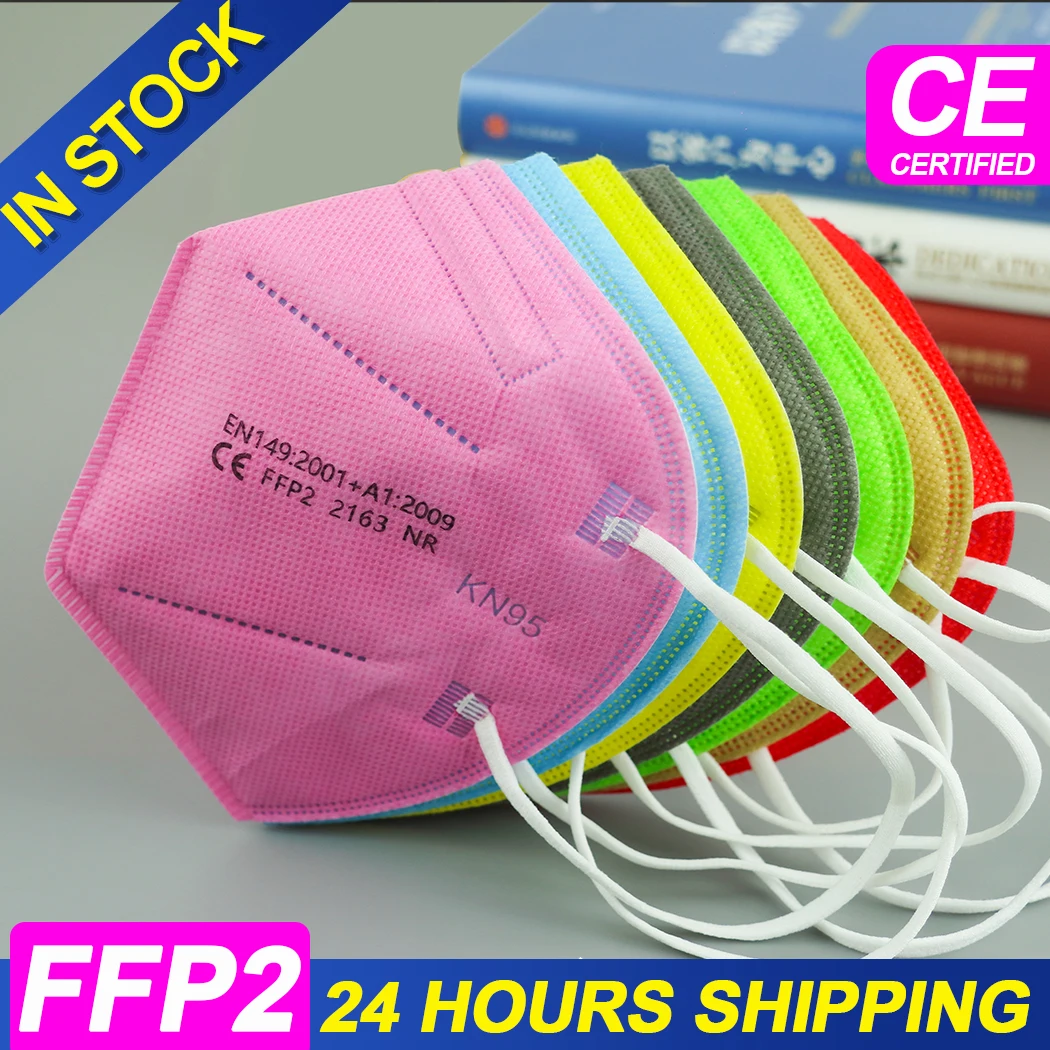 100PCS KN95 Masks Colorful ffp2mask 5 Layers Mouth Mask KN95 Respirator FPP2 Face Mascarillas Masken Pink mondkapjes