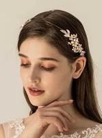 women and bridal gold leaves flower headband for wedding prom party bridal headpiece