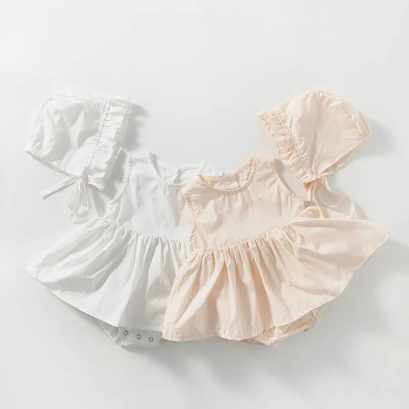 

Одежда для маленьких девочек, Комбинезоны и Кепка для девочек, летняя хлопковая одежда для маленьких девочек с коротким рукавом в твердом п...