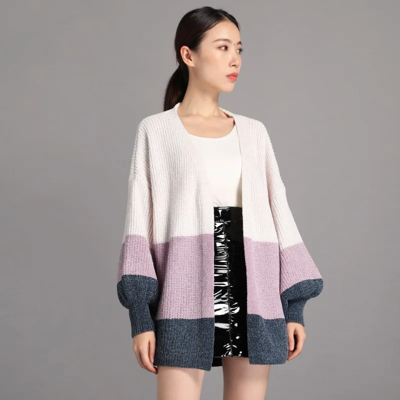 

Женский трикотажный кардиган из синели, Свободный вязаный свитер с длинным рукавом, пальто водопад, Осень-зима 2020