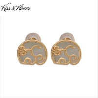 kissflower er422 fine jewelry wholesale fashion woman bride girl birthday wedding gift elephant jade 24kt gold stud earrings