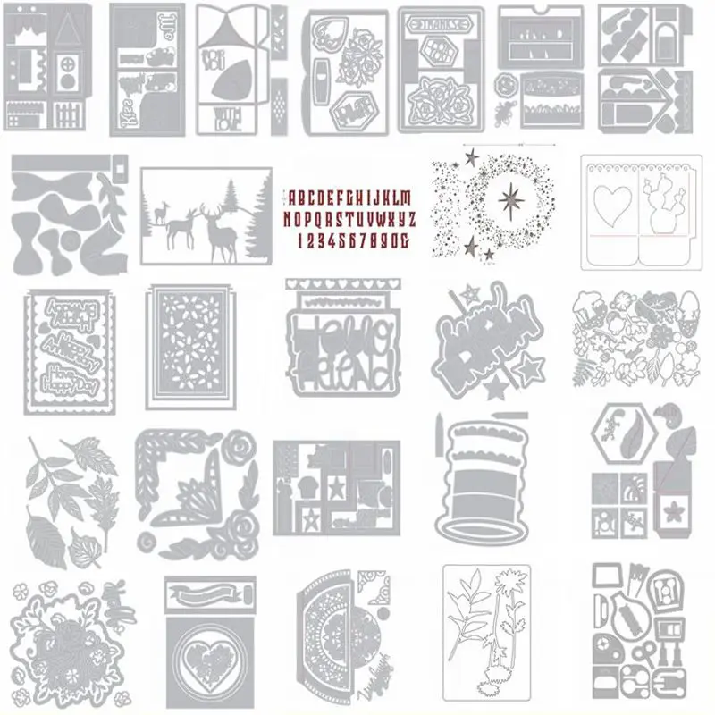 _ Алфавит цветок кружево квадратная рамка дом животные металлические Вырубные