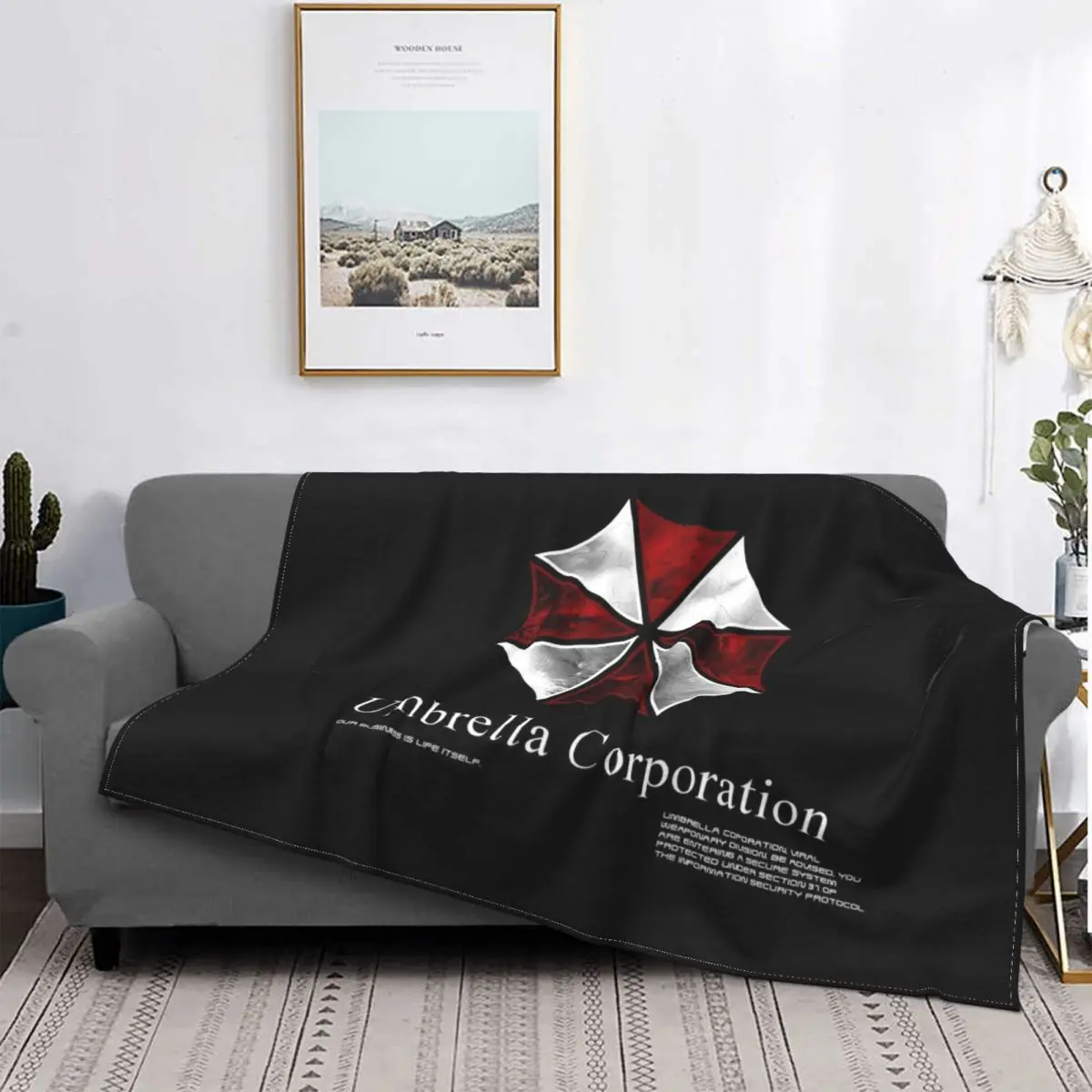 

Umbrella Corps Corporation Fuzzy Blanket Raccoon City Military Tactical Police Throw Blankets for Sofa Bedding Lounge Bedspread