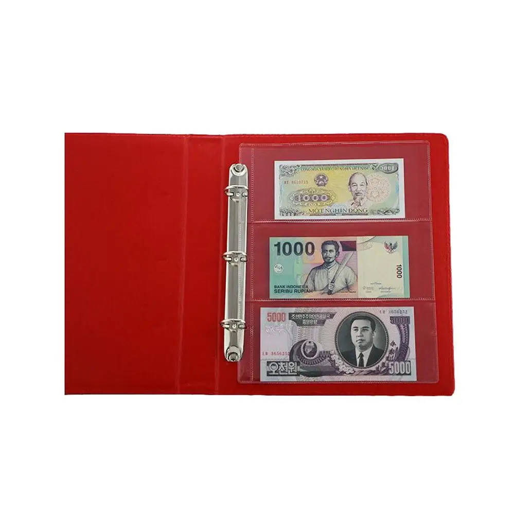 10Pcs Portable Money Banknote Collecting Holder Sleeves 3-slot Loose Leaf Sheet Album Paper Clear Page Protection | Дом и сад