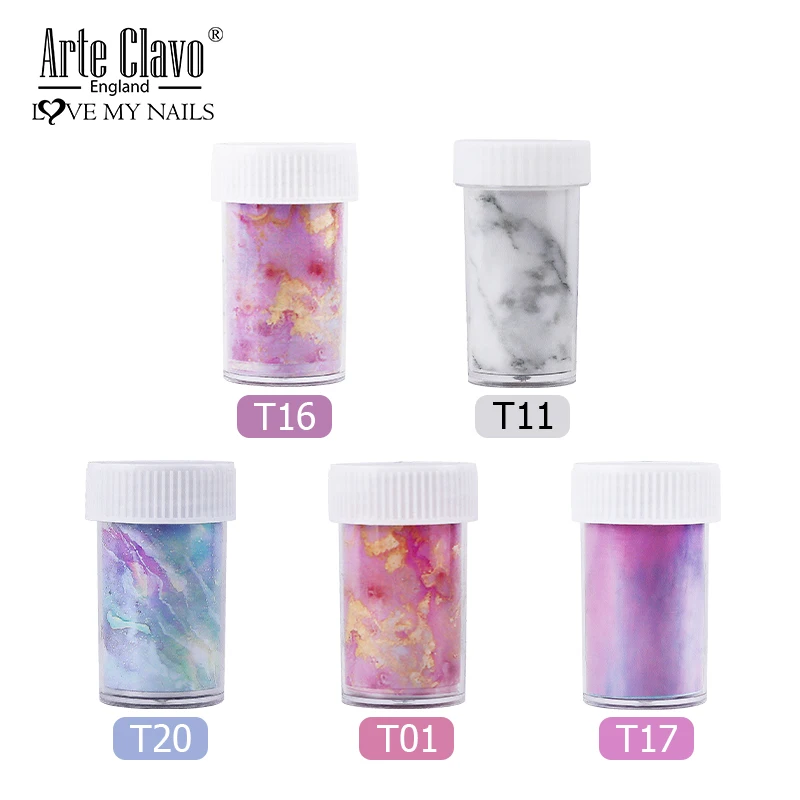Arte Clavo Marble Design Nail Foil Sticker Art Transfer Paper Rainbow Sky Japanese Style Polish Adhesive Wraps | Красота и здоровье