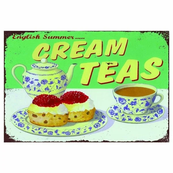 

Кремовый чай, кафе, кухня, Ретро металлическая настенная табличка, искусство, винтажный жестяной знак