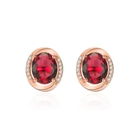 trendy earrings 925 silver jewelry with 911mm ruby zircon gemstone stud earrings for women wedding party bridal gift wholesale