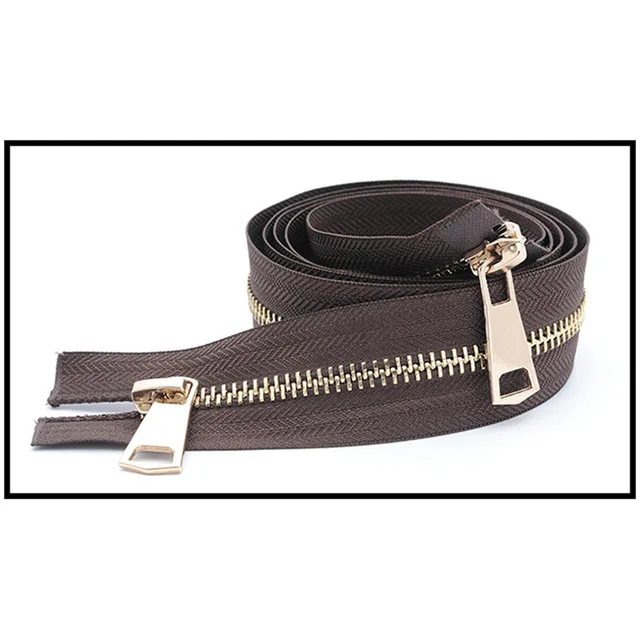 GoldCoffee Meetee 120 см 5# двойной слайдер застежки-молнии для шитья открытая металлическая молния Gunblack зубы куртка молния DIY 13 цветов A3-9 - Цвет: GoldCoffee