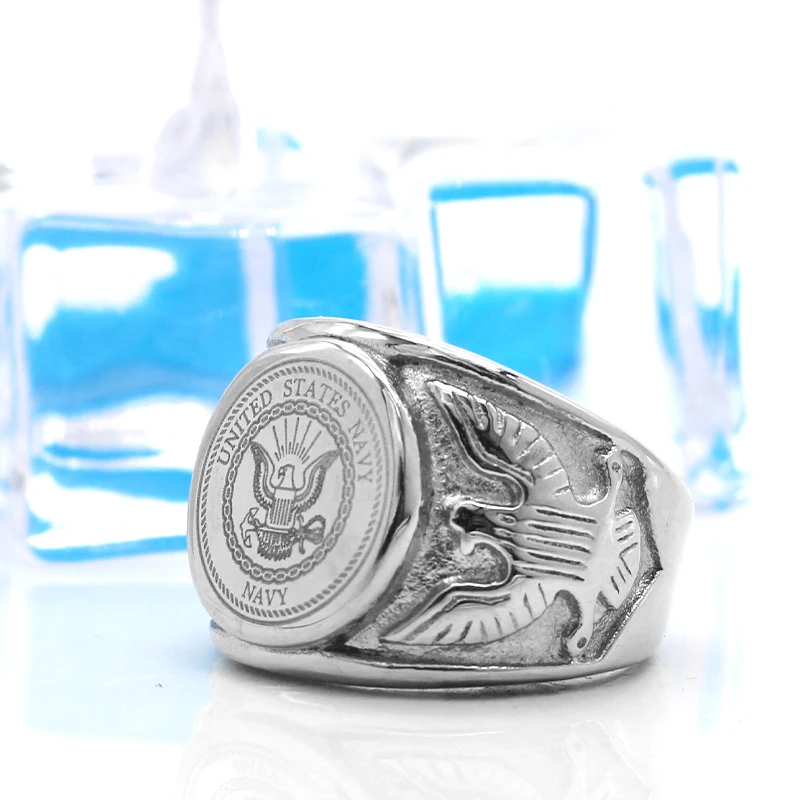 KLDY Орел граница нержавеющая сталь мужское милитари кольцо ВМС США