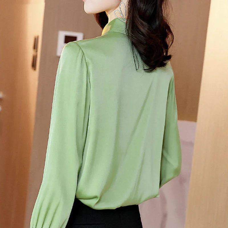 

Embroidery Blouse Shirt Women Elegant Casual Long Sleeve Silk Office Lady Tops Blusas Mujer De Moda Vintage Blouses Femme Q4602