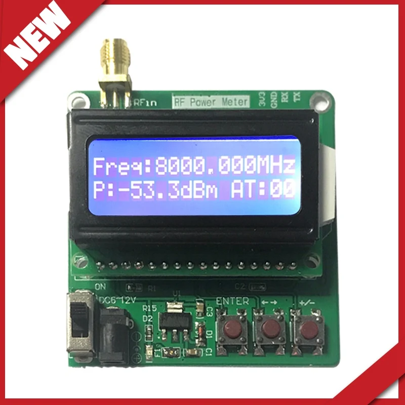 

1-8000 MHz 1M-8G RF Power Meter -60 to -5 dBm Settable Power Attenuation Digital Display Electrical Instruments Power Meters
