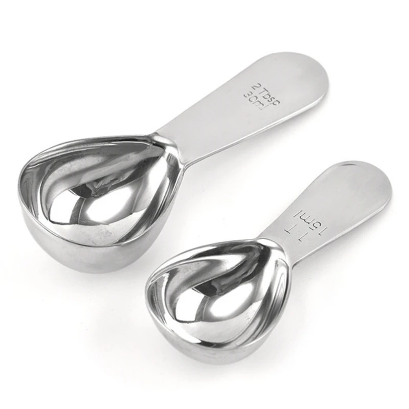 

69HF Silver Not Easy to Break Stainless Steel Measuring Coffee Scoops with Short Hand Mini Ergonomic Measuring Spoons