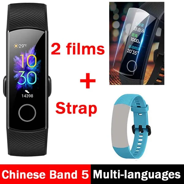 CN bk N 2F N s-bl S Умный Браслет huawei Honor Band 5, 4, 0,95 дюйма, трекер, умный OLED, для плавания, водонепроницаемый, Bluetooth, фитнес-трекер, сенсорный экран - Цвет: CN bk N 2F N s-bl S