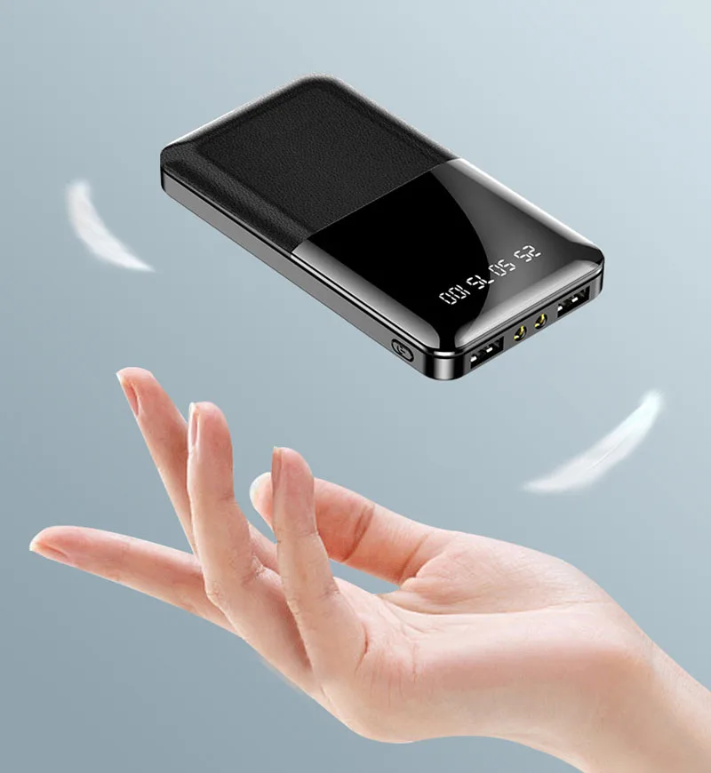 Портативный внешний мини аккумулятор 10000 мАч а быстрая зарядка двойной выход с 2