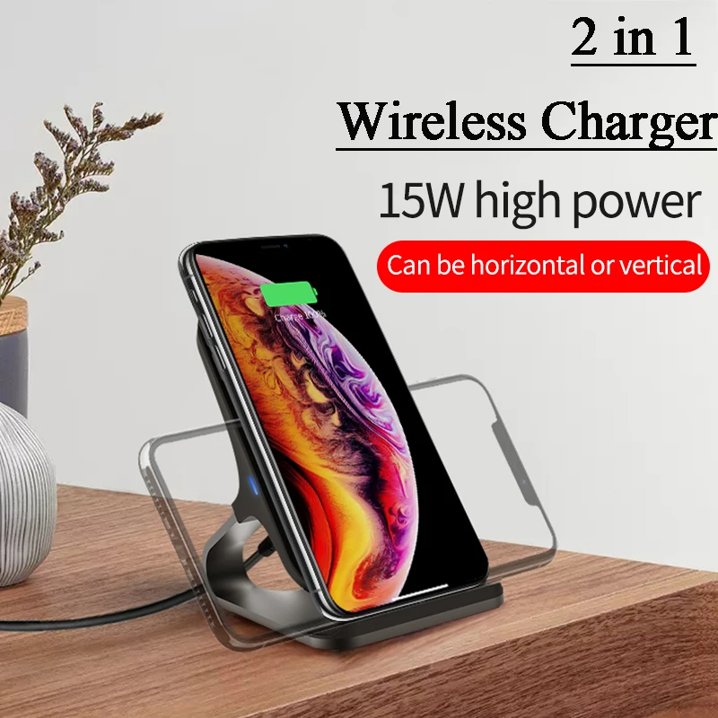 

New Wireless Charger Stand QI 15W Fast Charging For Iphone 12 11 Pro XS Max Samsung Note 20 S10 S9 Wireless Charge Phone Holder