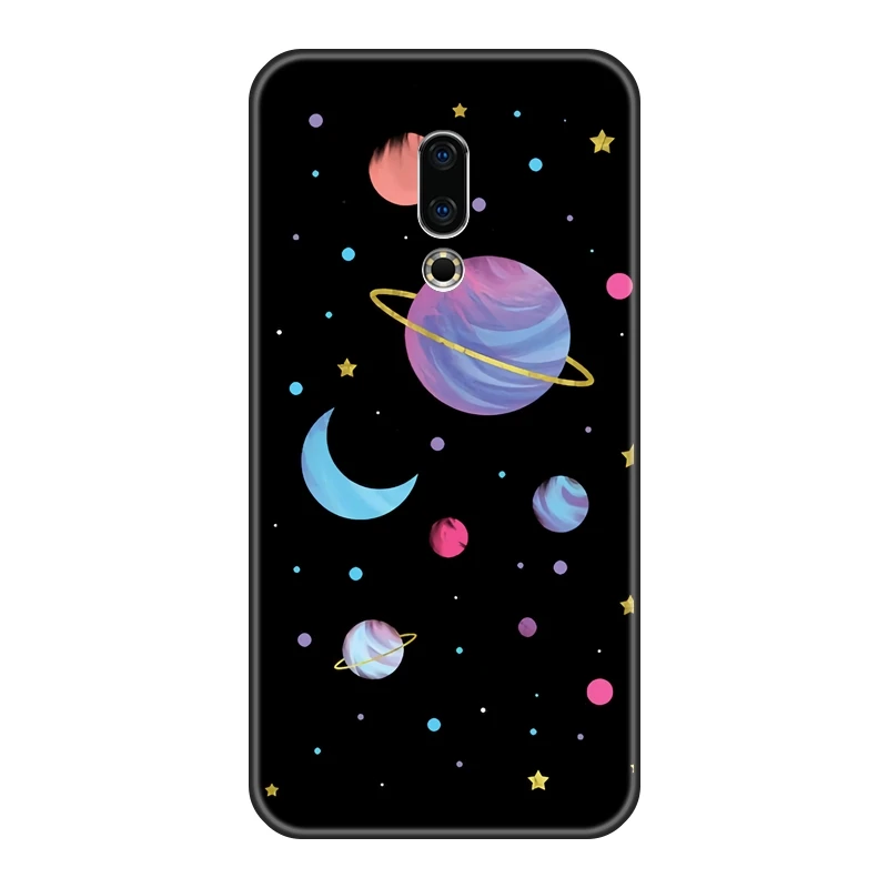 Силиконовый чехол для Meizu 15 Lite 16 Plus 16th 16x с изображением звезд космоса Луны черная