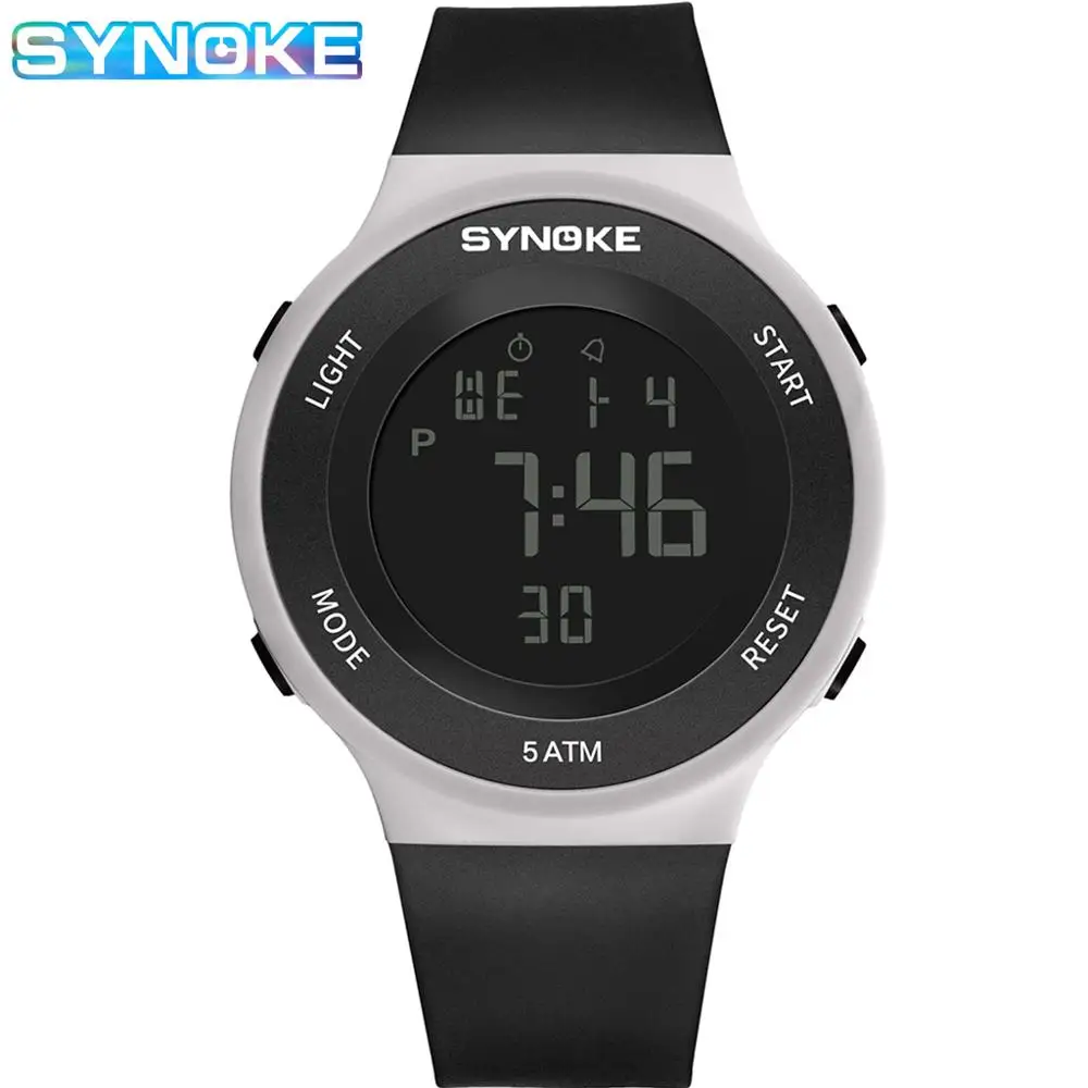 SYNOKE мужские спортивные часы 2019 новые модные женские водонепроницаемые цифровые
