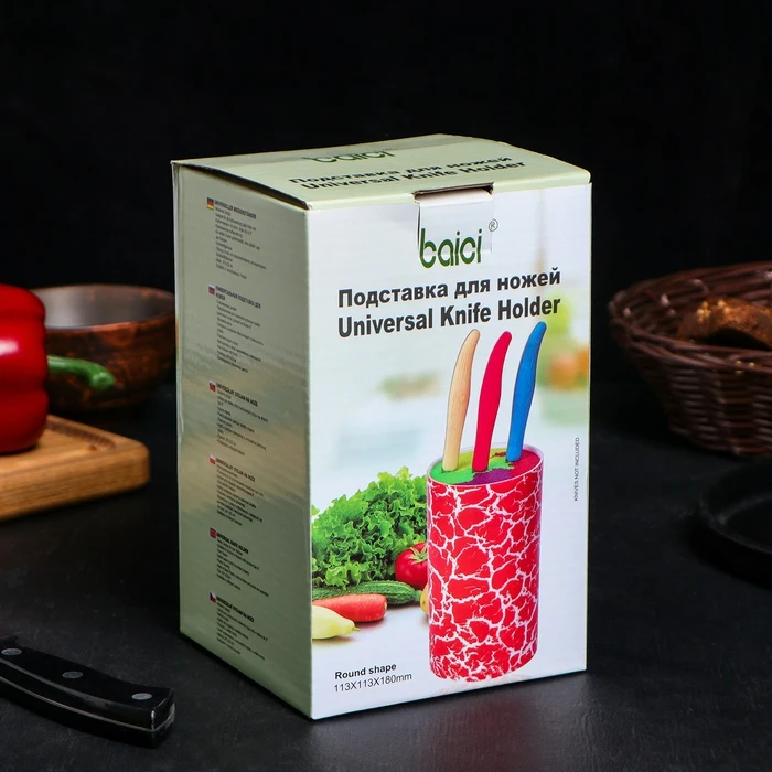 Подставка для ножей Зефир 11×18 см с наполнителем цвет чёрный |