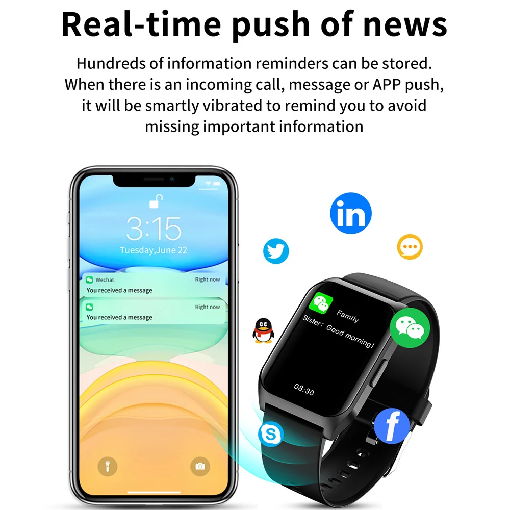 new e17 smart watch bluetooth call sports waterproof fitness smartwatch men women music clock for android ios phone free global shipping