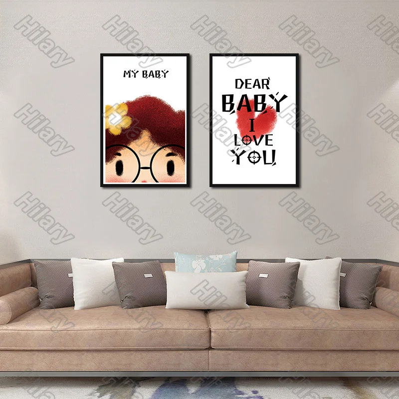

Poster Glasses Girl Baby Cartoon Canvas Painting and Prints Wall Art Pictures Decoration for Living Room 3Pcs Frameless Style