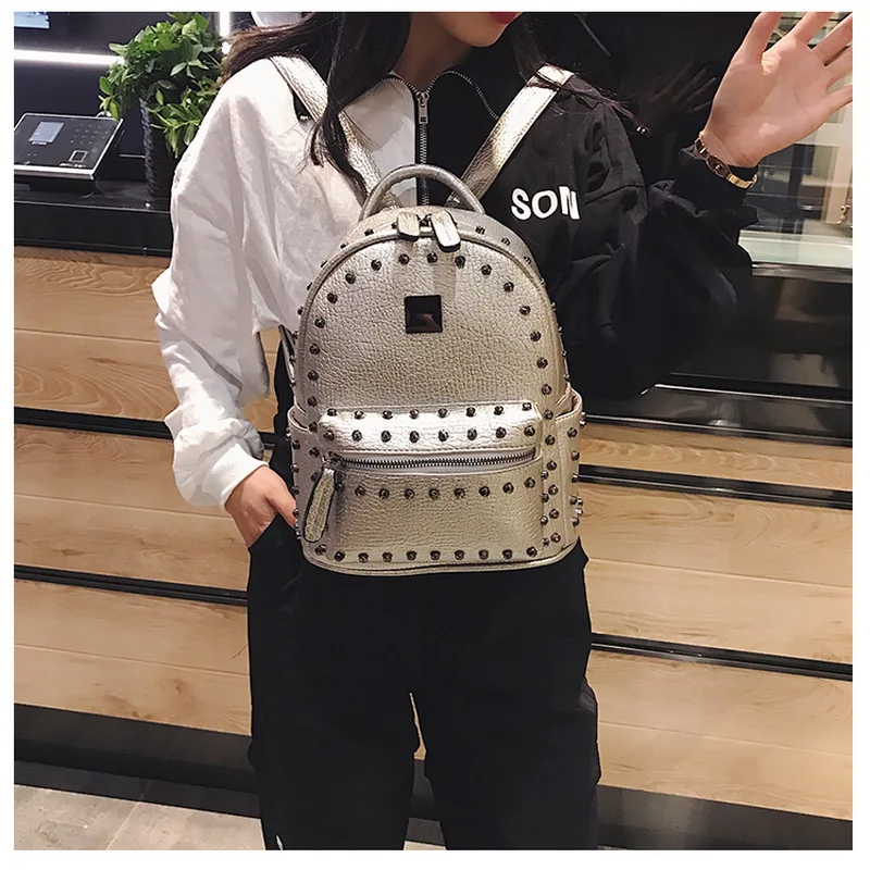 Gradosoo рюкзак с заклепками в стиле панк женский известный бренд искусственная кожа