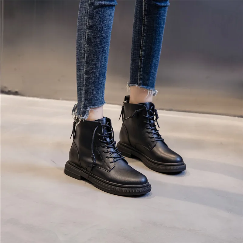 

New Ins Hot Motorcycle Boots Women Fashion Genuine Leather Ankle Boots For Women Chunky Platform New Party Shoes Woman