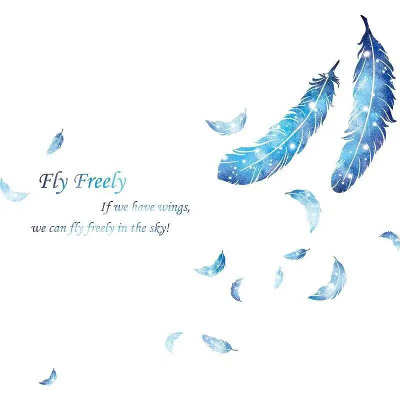 

Creative Ins Feather Wall Stickers Kawaii Home Decor Girls Room Bedroom Wall Decor Living Room kids Room Decals Art Wallpaper