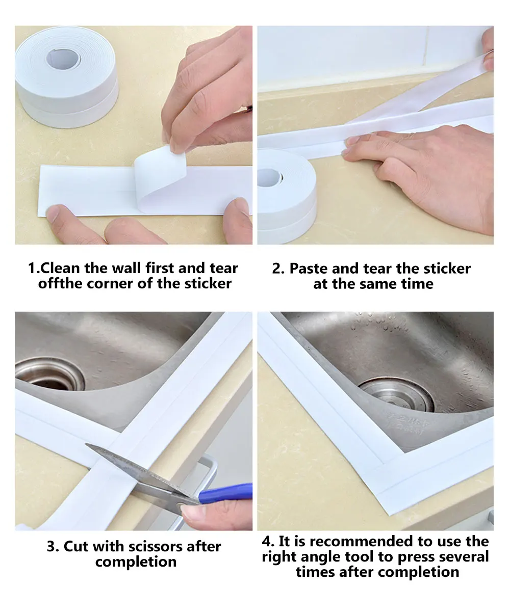 

3.2M * 22Mm Badkamer Keuken Douche Waterdichte Schimmel-Proof Tape Wastafel Bad Afdichtingstape Pvc Zelfklevende muursticker