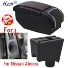 Подлокотник для Nissan Almera, поворотный двухслойный центральный контейнер для хранения с подстаканником и пепельницей, с USB-интерфейсом, автомобильные аксессуары