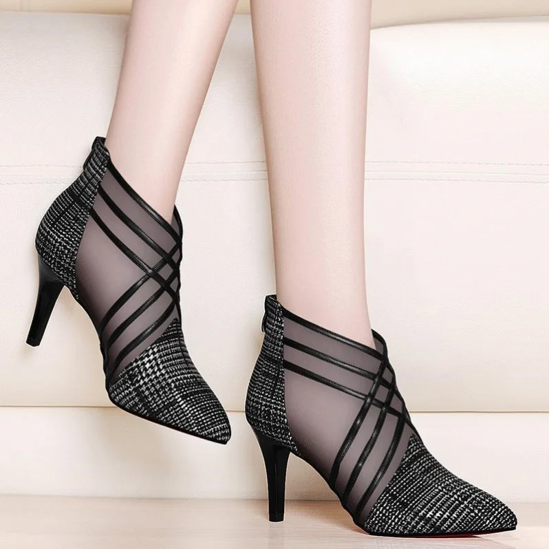Новое поступление 2019 года Женские летние ботильоны из сетчатого материала на