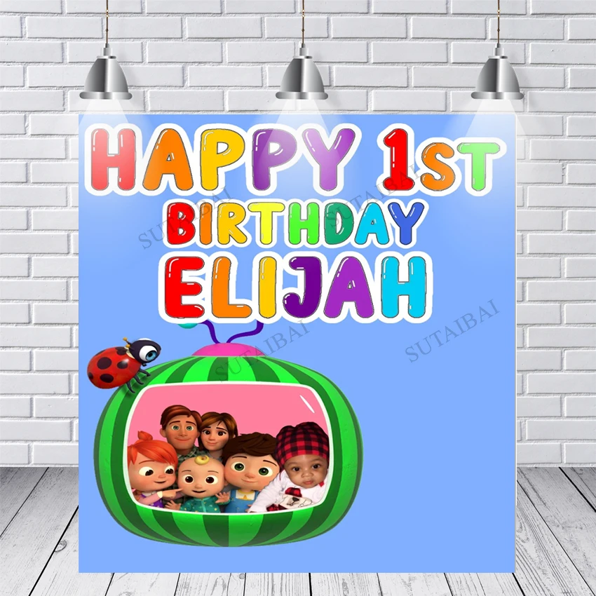 

Cocomelon Family Theme Party Backdrops for Photo Studio Children Happy 1st Birthday Decor Banner Custom Photography Backgrounds