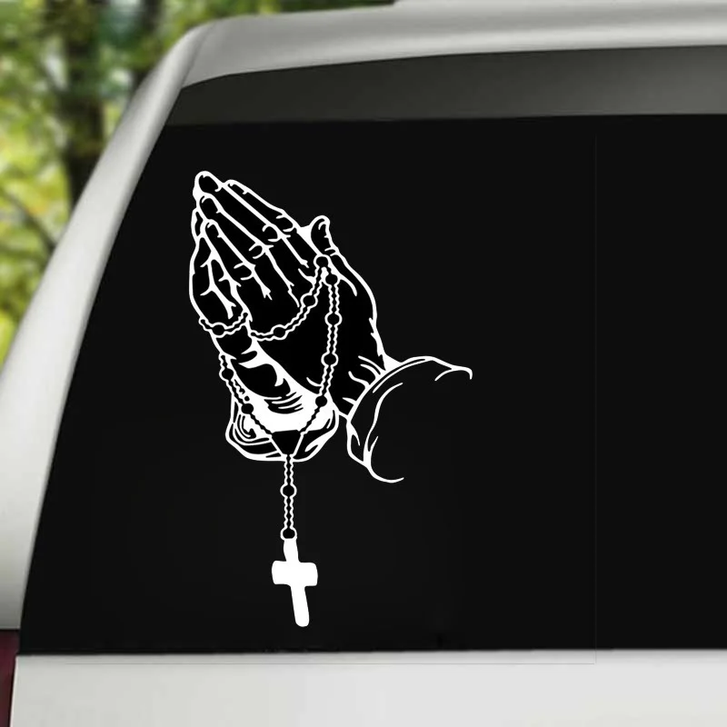 

Car Fashion Sticker Pearl Rosary God Jesus Christ Prayer Gesture Auto Styling Window Glass Motorcycle Vinyl Decal Decoration