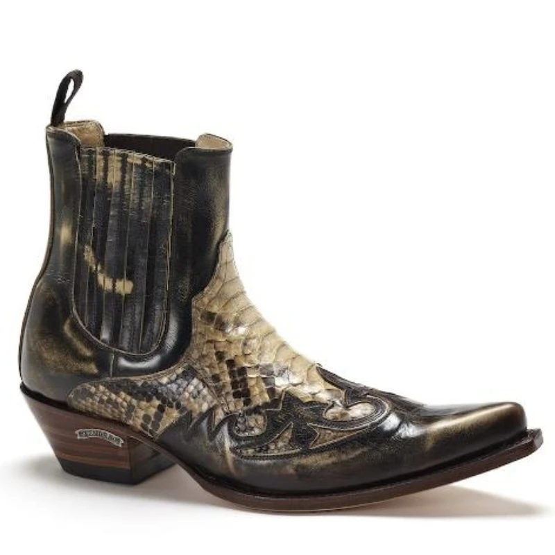 

Matching Men Boots Pointed PU Leather Personalized Fashion New Autumn and Winter Multicolor Splicing Comfortable Botines 3KC744