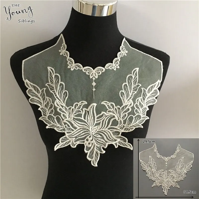 Высокое качество кружевной ткани вышивка аппликация шитье ABS жемчуг воротник