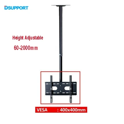 Height 2000mm Лидер продаж 360 градусов 60-2000 мм высота регулируемая 3"-50" потолочное крепление для телевизора светодиодный держатель ЖК-монитора загрузка 25 кг - Цвет: Height 2000mm