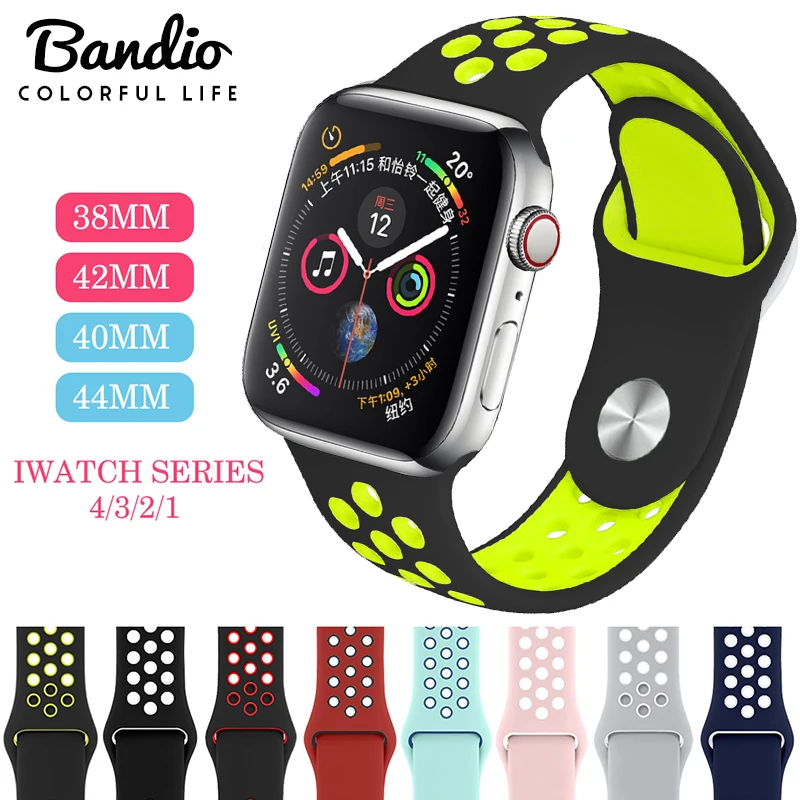 Силиконовый спортивный ремешок для наручных часов Apple watch, ремешок 38 мм 40 мм 42 44 мм наручные браслет, ремешок для наручных часов iWatch серии 4/3/2/1 женские полос